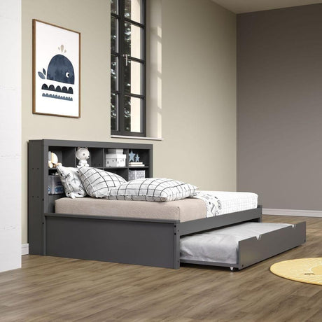 Donco Full Bookcase Day Bed In Dark Grey W/ Twin Trundle 1733-FDG_503-DG - Bedroom Depot USA