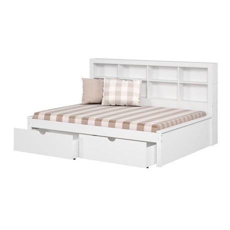 Donco  Full Bookcase Day Bed In White W/ Dual Under Bed Drawers 1733-FW_505-W - Bedroom Depot USA