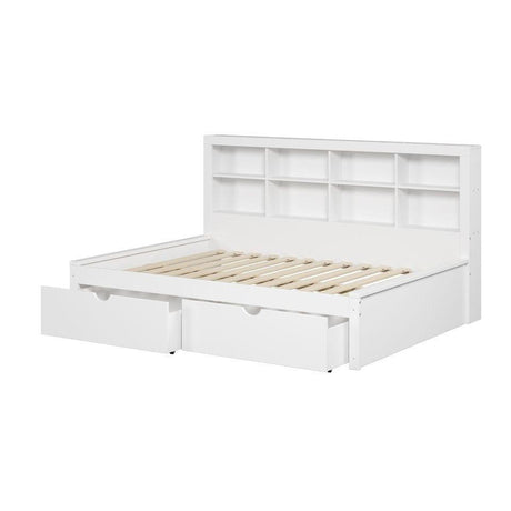 Donco  Full Bookcase Day Bed In White W/ Dual Under Bed Drawers 1733-FW_505-W - Bedroom Depot USA