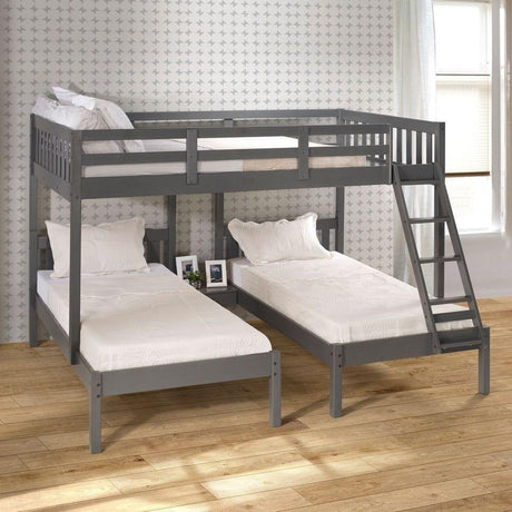 Donco  Full Over Double Twin Bed Loft Bunk In Dark Grey Finish 2332-FTTDG - Bedroom Depot USA