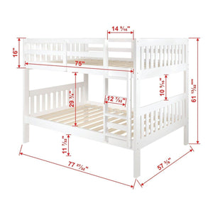 Donco  Full/Full Mission Bunk Bed White 1015-3FFW - Bedroom Depot USA