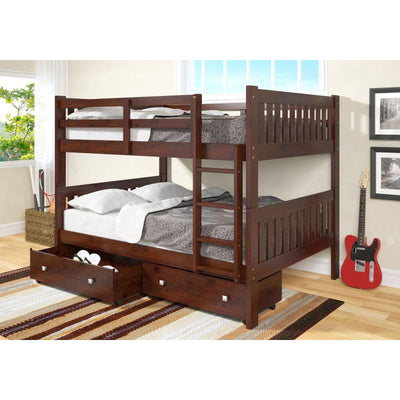 Donco Full/Full Mission Bunk Bed With Dual Underbed Drawers - Bedroom Depot USA
