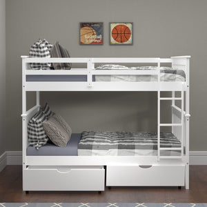 Donco Full/Full Mission Bunk Bed With Dual Underbed Drawers White Finish 123-3-FFW_505-W - Bedroom Depot USA