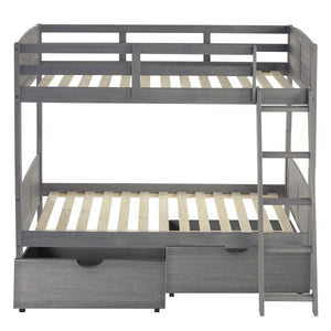 Donco Twin/Twin Louver Bunk Bed With Dual Under Bed Drawers In Antique Grey Finish 2010-TTAG_505-AG - Bedroom Depot USA