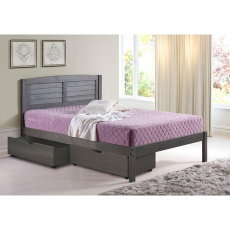 Donco Full Louver Bed With Under Bed Drawers Antique Grey 212-FAG_505-AG - Bedroom Depot USA