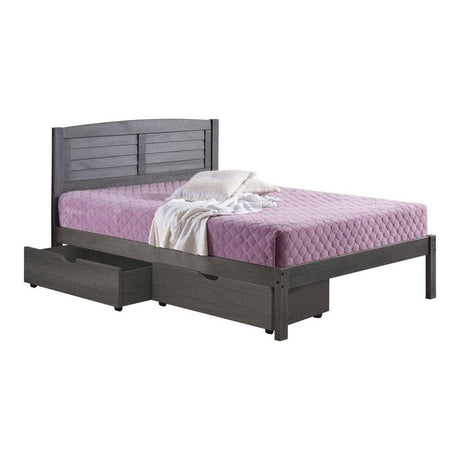 Donco Full Louver Bed With Under Bed Drawers Antique Grey 212-FAG_505-AG - Bedroom Depot USA