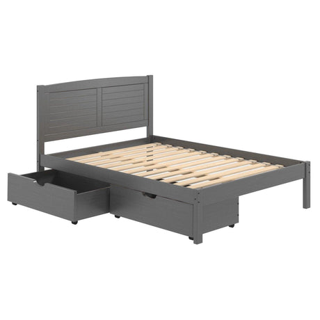 Donco Full Louver Bed With Under Bed Drawers Antique Grey 212-FAG_505-AG - Bedroom Depot USA