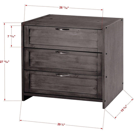 Donco  Louver Low Loft 3 Dr Chest - Bedroom Depot USA