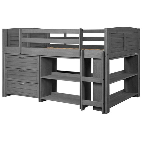 Donco  Louver Low Loft Antique Grey 790-TAG-B - Bedroom Depot USA