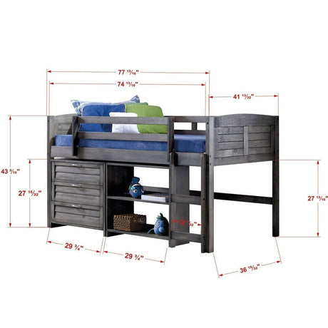 Donco  Louver Low Loft Antique Grey 790-TAG-C - Bedroom Depot USA