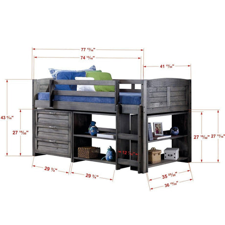 Donco Louver Low Loft Antique Grey 790-TAG-A - Bedroom Depot USA