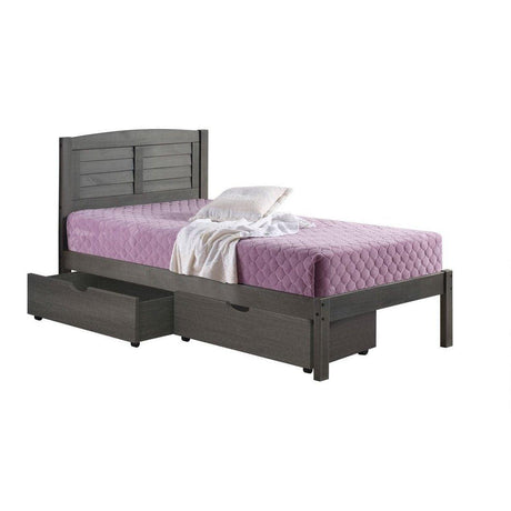 Donco Twin Louver Bed With Under Bed Drawers Antique Grey 212-TAG_505-AG - Bedroom Depot USA