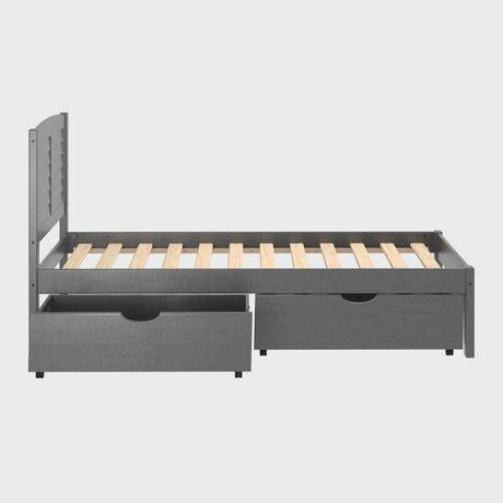 Donco Twin Louver Bed With Under Bed Drawers Antique Grey 212-TAG_505-AG - Bedroom Depot USA