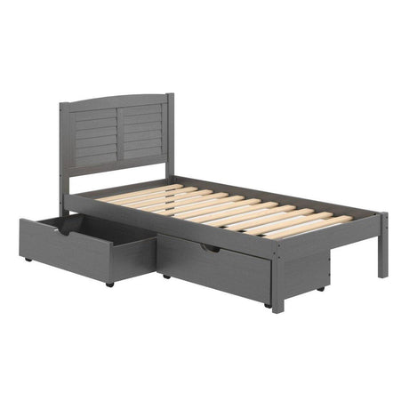 Donco Twin Louver Bed With Under Bed Drawers Antique Grey 212-TAG_505-AG - Bedroom Depot USA