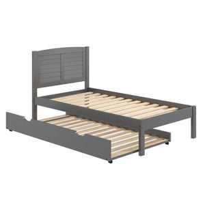 Donco Twin Louver Bed With Trundle Bed Antique Grey 212-TAG_503-AG - Bedroom Depot USA