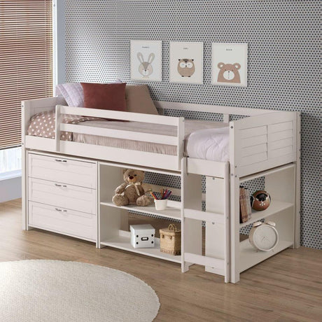 Donco  Twin Louver Low Loft Group B - White 790-TW-B - Bedroom Depot USA