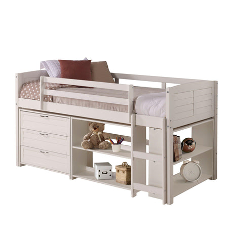 Donco  Twin Louver Low Loft Group B - White 790-TW-B - Bedroom Depot USA