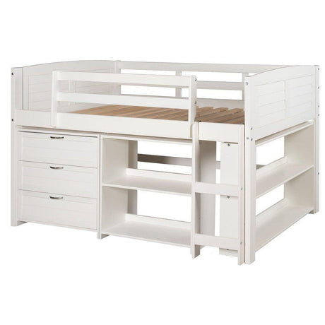 Donco  Twin Louver Low Loft Group B - White 790-TW-B - Bedroom Depot USA