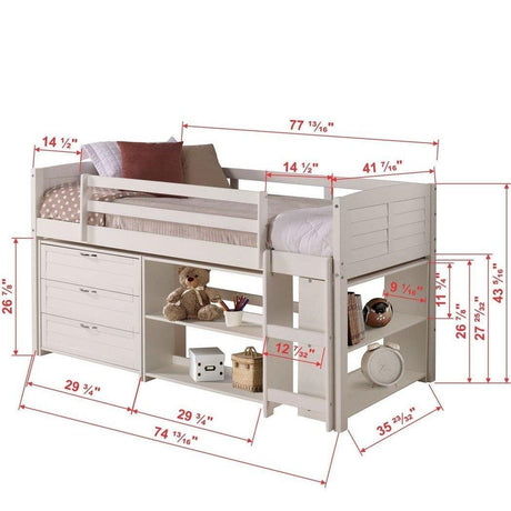 Donco  Twin Louver Low Loft Group B - White 790-TW-B - Bedroom Depot USA