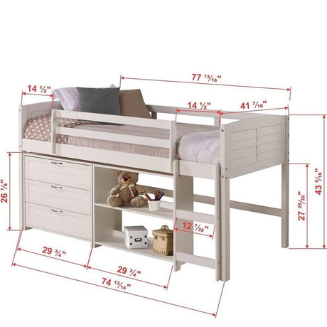 Donco  Twin Louver Low Loft Group C - White 790-TW-C - Bedroom Depot USA