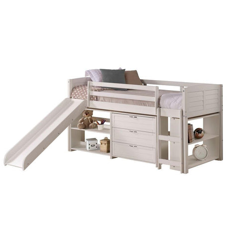 Donco  Twin Louver Low Loft W/Slide In White Finish Group B 790-TW-B_785-W - Bedroom Depot USA