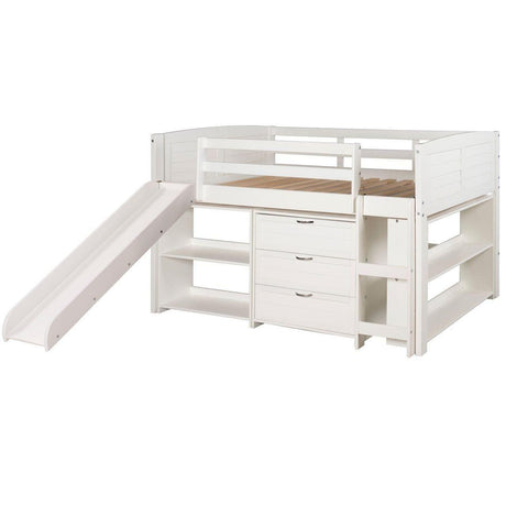 Donco  Twin Louver Low Loft W/Slide In White Finish Group B 790-TW-B_785-W - Bedroom Depot USA