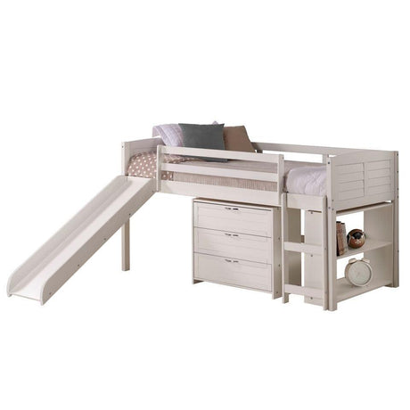 Donco  Twin Louver Low Loft W/Slide In White Finish Group C 790-TW-C_785-W - Bedroom Depot USA