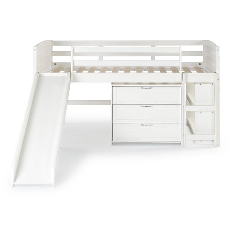 Donco  Twin Louver Low Loft W/Slide In White Finish Group C 790-TW-C_785-W - Bedroom Depot USA