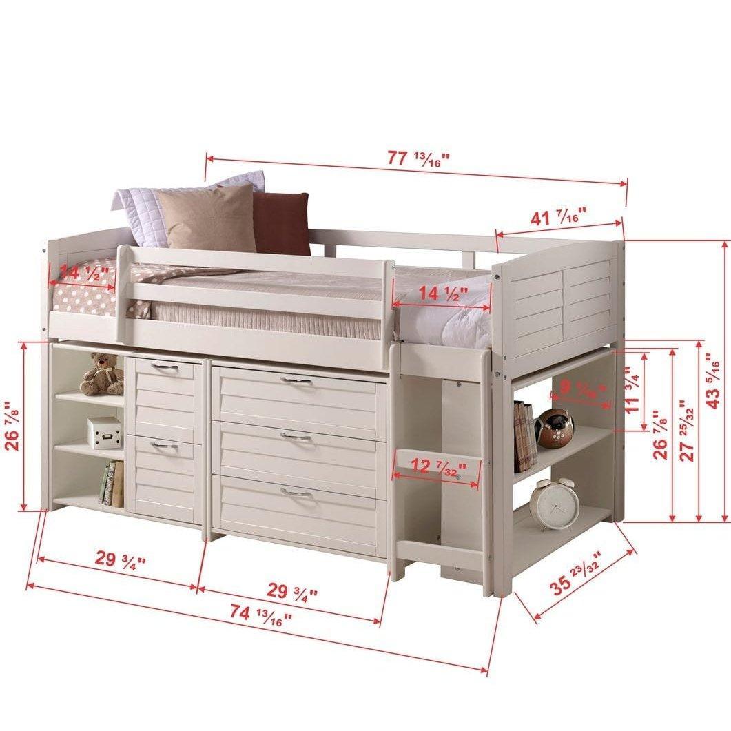 Donco Twin Louver Low Loft Group A - White 790-TW-A - Bedroom Depot USA