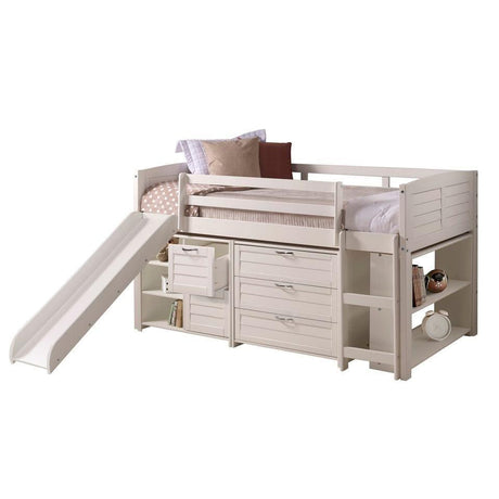 Donco  Twin Louver Low Loft W/Slide In White Finish Group A 790-TW-A_785-W - Bedroom Depot USA