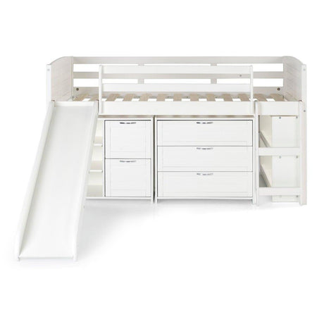 Donco  Twin Louver Low Loft W/Slide In White Finish Group A 790-TW-A_785-W - Bedroom Depot USA