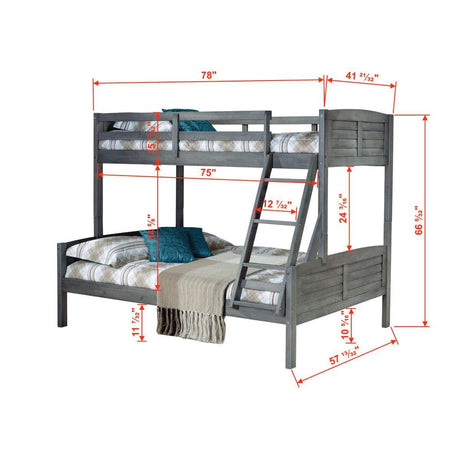 Donco Twin/Full Louver Bunkbed Antique Grey 2012-TFAG - Bedroom Depot USA