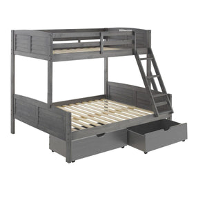 Donco  Twin/Full Louver Bunk Bed With Dual Under Bed Drawers In Antique Grey Finish 2012-TFAG_505-AG - Bedroom Depot USA