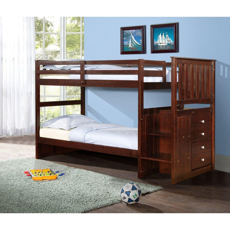 Donco Mission Stairway Bunkbed Cappuccino 820-TTCP - Bedroom Depot USA