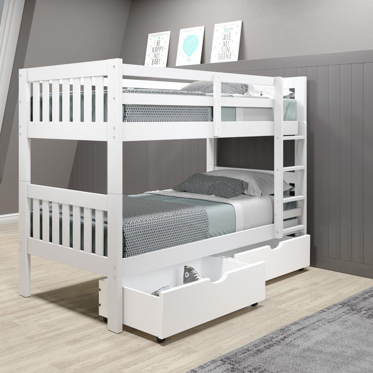 Donco Twin/Twin Mission Bunk Bed W/Dual Under Bed Drawers In White Finish 1010-3TTW_505-W - Bedroom Depot USA