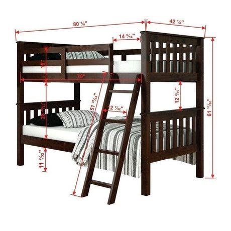 Donco  Mission Bunkbed Cappuccino With Slat Kit 120-1-TTCP_TT - Bedroom Depot USA