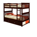 Donco  Twin/Twin Mission Bunk Bed With Trundle Bed Cappuccino Finish 120-3-TTCP_503-CP - Bedroom Depot USA