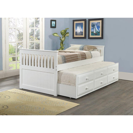 Donco  Twin Mission Captains Trundle Bed White 103-TW - Bedroom Depot USA