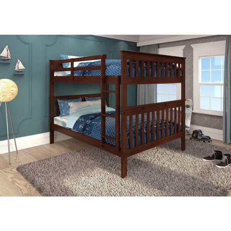 Donco  Mission Bunkbed Full/Full Cappuccino 123-3-FFCP - Bedroom Depot USA