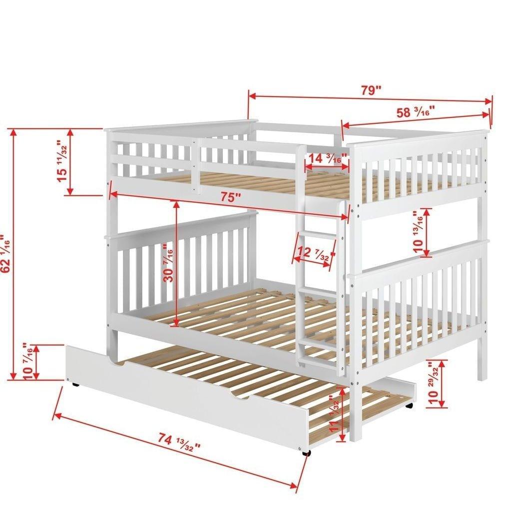 Donco Full/Full Mission Bunk Bed With Trundle Bed - Bedroom Depot USA