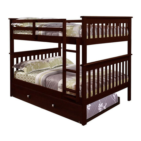 Donco Full/Full Mission Bunk Bed With Trundle Bed - Bedroom Depot USA