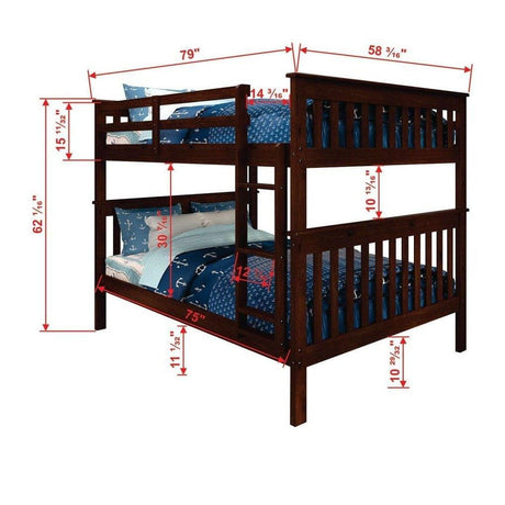 Donco Full/Full Mission Bunk Bed With Trundle Bed - Bedroom Depot USA