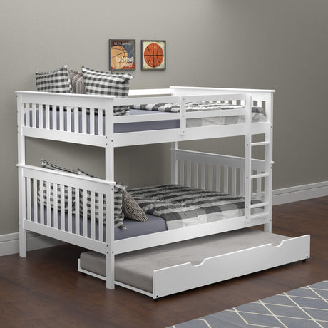 Donco Full/Full Mission Bunk Bed With Trundle Bed - Bedroom Depot USA