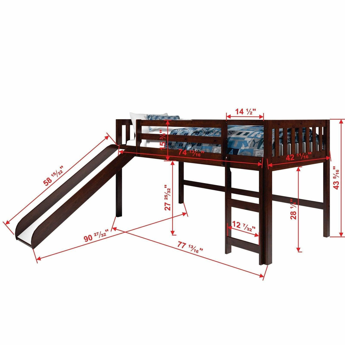 Donco Mission Low Loft Cappuccino 715-TCP - Bedroom Depot USA