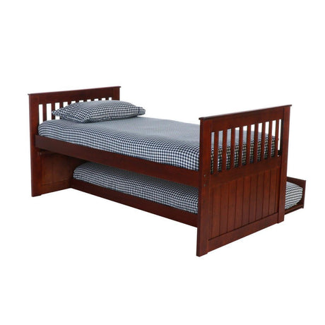 Donco  Twin Mission Rake Bed With 3 Drawer Storage And Twin Trundle Bed In Merlot Finish 2835-TM_2892-EKT_2890-TM - Bedroom Depot USA