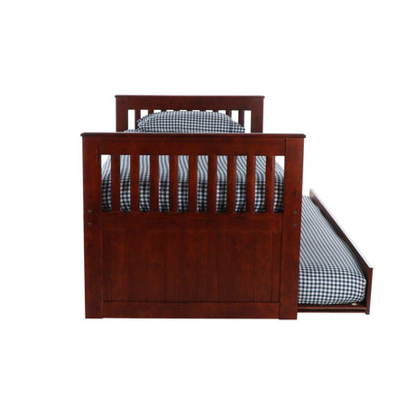 Donco  Twin Mission Rake Bed With 3 Drawer Storage And Twin Trundle Bed In Merlot Finish 2835-TM_2892-EKT_2890-TM - Bedroom Depot USA