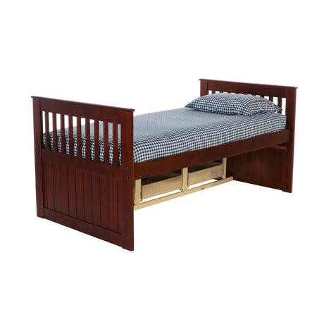 Donco  Twin Mission Rake Bed With 6 Drawer Under Bed Storage In Merlot Finish 2835-TM_2893-M - Bedroom Depot USA