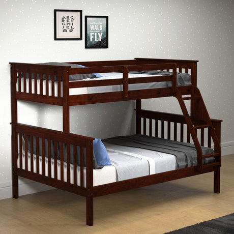 Donco  Twin/Full Mission Bunkbed Cappuccino 122-3-TFCP - Bedroom Depot USA