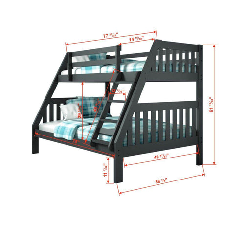 Donco  Twin/Full Mission Bunkbed Dark Grey 1018-3TFDG - Bedroom Depot USA