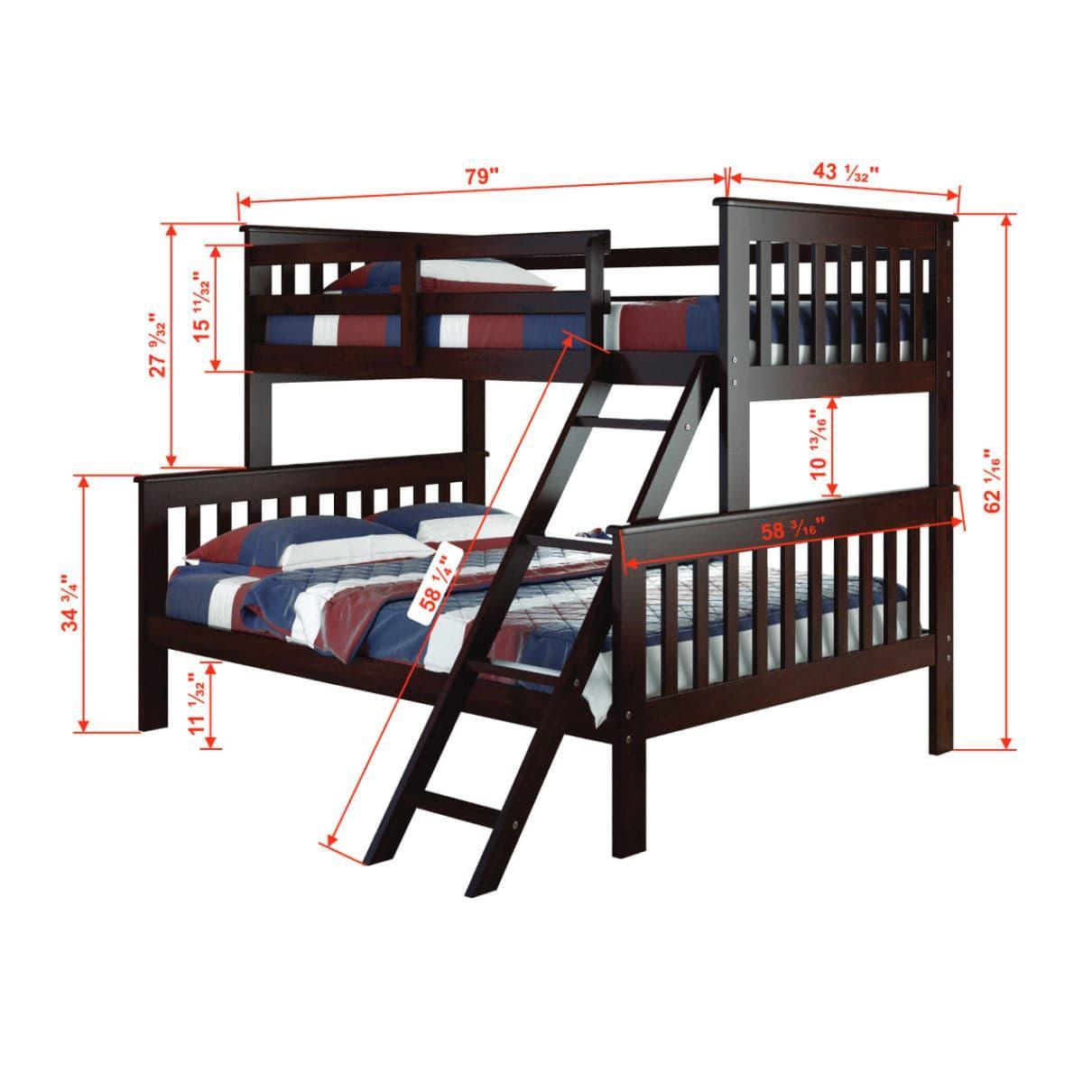 Donco  Twin/Full Mission Bunkbed Cappuccino 122-2-TFCP - Bedroom Depot USA